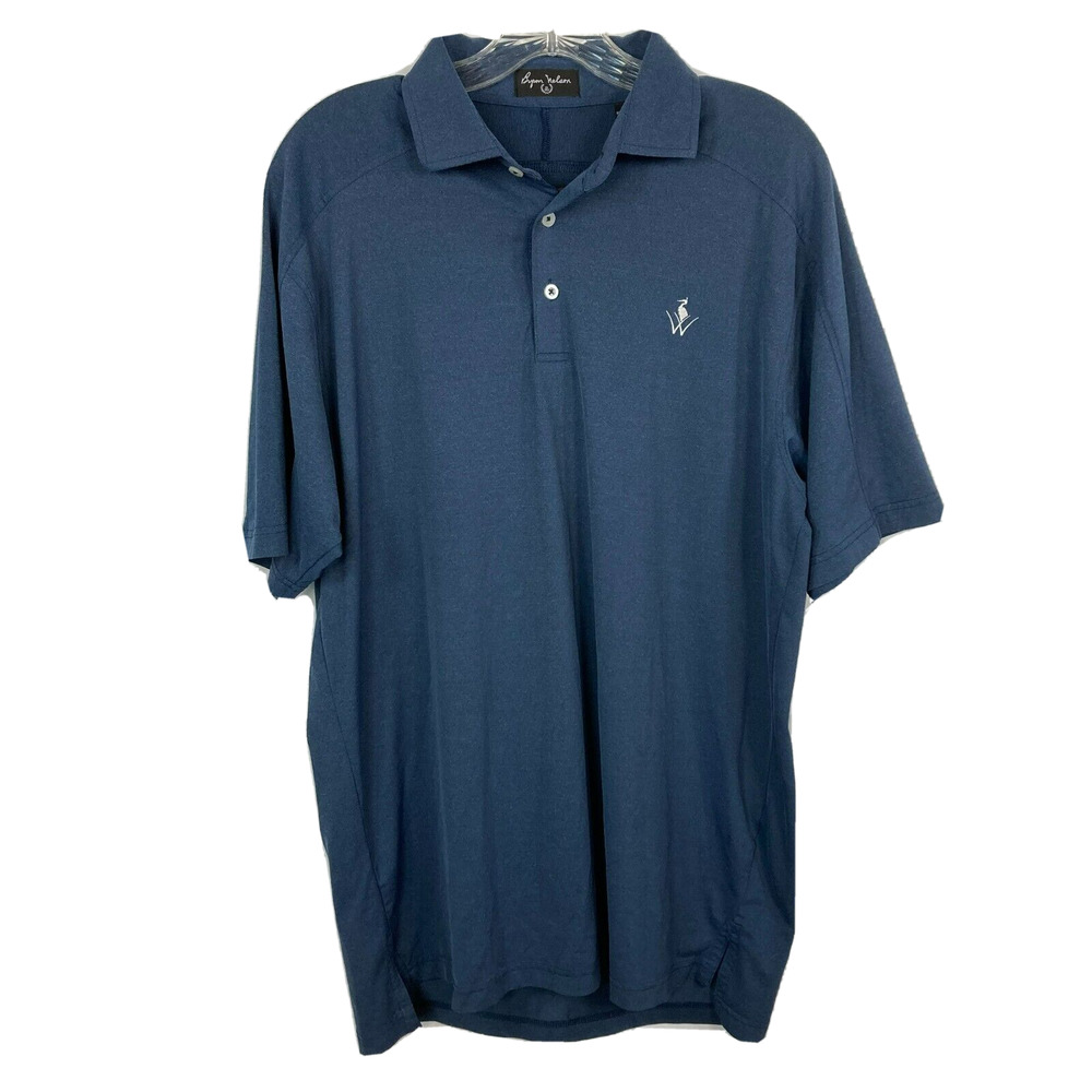 Byron Nelson Polo Shirt‎ Mens Sz M Navy Blue Short Sleeve Collared Stretch Golf